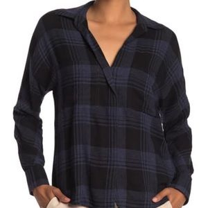 VINCE. Heathered Plaid Blouse